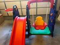Ensemble balançoire et toboggan en PE moulé par soufflage pour enfants, utilisation intérieure et extérieure, 4 en 1, thème éléphant
