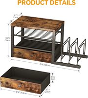 Organisateur de fichiers de bureau en bois avec tiroirs et 3 porte-fichiers verticaux