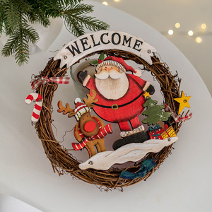 Corona de Navidad: diámetro festivo de decoración de muñeco de nieve y Papá Noel, montado en la pared, sin plumas, perfecto para artículos de Navidad - Product Image 5