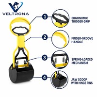 Ramasse-crottes pour chien à ressort ergonomique, poignée à gâchette, jaune et noir, en plastique, pour nettoyage des déchets d'animaux en extérieur, 5 couleurs