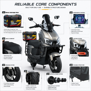 Moto à grande vitesse alimentée par batterie au plomb-acide 72V 32Ah pour adultes - Product Image 4
