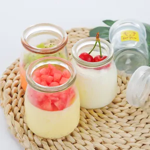 100ml 150ml 200ml Jam Jar Container Candy Yogurt Jelly Pudding Glass Bottle With Lid Yogurt Glass Bottle