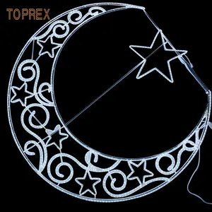 Toprex 2024 Event Warm White Motif Light Outdoor Ramadan 2d Street View Decorative Light Moon Led Iluminada