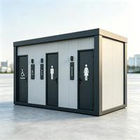 Toilettes mobiles haut de gamme économiseuses d'eau en acier galvanisé, préfabriquées, avec lavabo en céramique et lampe LED, pour écoles, parcs et ateliers