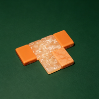 Ensemble de Mahjong de Luxe en Résine avec Caractères Gravés, Tuiles Orange Nacrées, pour Jeu de Table, Fête, Club, Cadeau