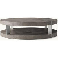 Table basse ronde de luxe en bois pour salon, design américain, support au sol