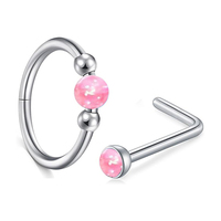 20G Cincin Hidung Studs 316L Baja Tahan Karat Bedah Bentuk L Tulang Zirkonia Kubik Hati Corkscrew Perhiasan Tindik Hidung