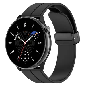 Tali jam tangan pintar silikon gesper lipat magnetis 20mm untuk Amazfit GTR MINI bip3/GTS4