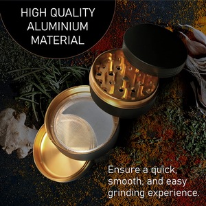 TEMU hot selling rubber paint cigarette <b>grinder</b> 63MM four layer black hand feel paint manual aluminum alloy flat <b>grinder</b> - Product Image 4