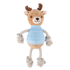 2022 New Christmas Pet Toys Fluffy Plush Rope & Tug renna Squeaky Chew Dog Toys - Product Image 1