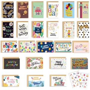 Cartes de vœux en papier métallisé colorées personnalisées pour la rentrée scolaire 2025, assortiment varié, avec enveloppes, 24 pièces, vernis brillant, lot en vrac - Product Image 3