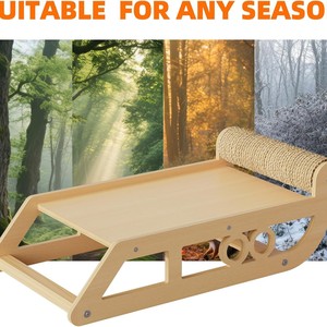 New wooden cat bed and <b>scratching</b> <b>post</b> integrated indoor recliner, sisal cat <b>scratching</b> <b>post</b>, wear-resistant and lint-free hemp - Product Image 2