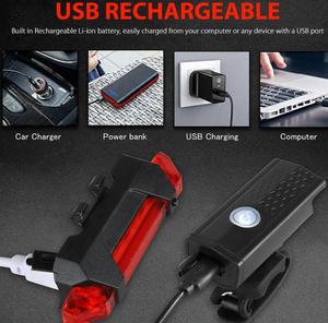 Set Luci per Bici USB LED Ricaricabili Lampada Impermeabile Torcia Anteriore e Posteriore per Mountain Bike - Product Image 4