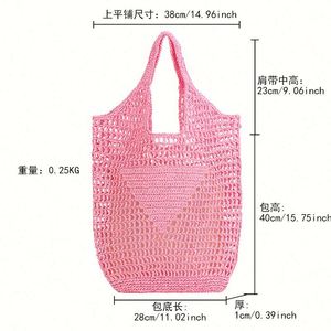 Custom Logo Large Capacity Hand Hook Braided Summer Woman Portable Beach Tote Bags Solid Color Fashion Dress Style - Product Image 6
