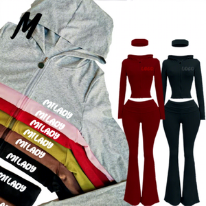 Completo <span class=keywords><strong>Donna</strong></span> Autunno 2026: Giacca Casual con Zip e Top, Pantaloni Skinny a Zampa, <span class=keywords><strong>Outfit</strong></span> Sportivo Invernale, Set 2 Pezzi - Product Image 3