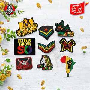 Juego de Parches Bordados Termoadhesivos de Bob Marley con Colores Rasta y Temas Reggae para Accesorios de Ropa - Product Image 3