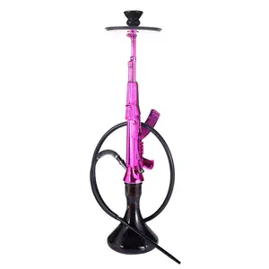 Großhandel Full Set Gun Big Size Sheesha Roségold Schwarz Custom Logo Gun Shisha ak47 SHISHA Shisha ohne Vase