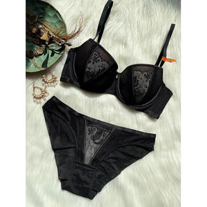 Nouveau sexy femmes sous-vêtements broderie rassemblement couleur soutien-gorge femme année de <span class=keywords><strong>naissance</strong></span> rouge uni ensemble de sous-vêtements - Product Image 4