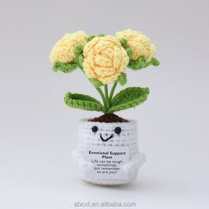 Flores Artificiales Tejidas a Mano, Rosa de Ganchillo Positiva en Maceta Blanca para Navidad y Acción de Gracias - Product Image 1