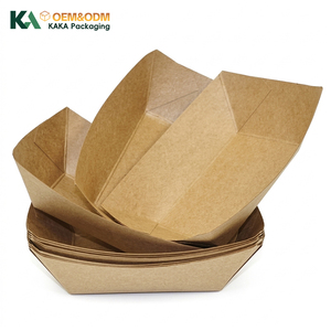 ถาดอาหารกระดาษคราฟท์รักษ์โลก KAKA แบบใช้แล้วทิ้ง สำหรับขนม ซูชิ มันฝรั่งทอด อาหารนำกลับบ้าน ขายส่ง มีสินค้าในสต็อก 500 ชิ้น/ชุด - Product Image 1