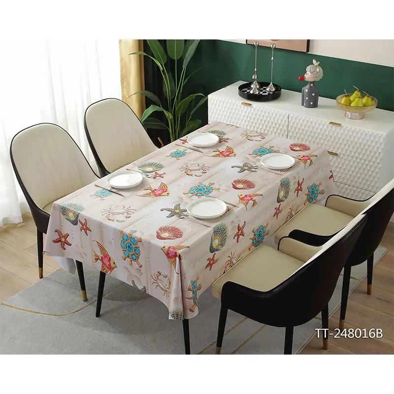 Toptan PVC dikdörtgen masa örtüsü leke dayanıklı ve Spillproof mutfak yıkanabilir plastik pvc yemek masası kapak