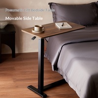 Table d'appoint mobile réglable hydrauliquement pour ordinateur, bureau, étudiant, avec roulettes, en MDF haute densité