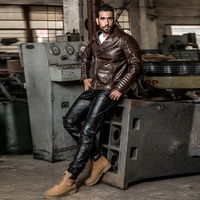 Vestes et manteaux de moto en cuir de vache pour hommes, OEM personnalisé noir marron de haute qualité