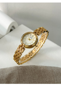 Montre-bracelet élégante pour femme avec bracelet en or, cadran rond, mouvement à quartz analogique - Product Image 1
