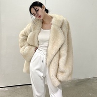 Manteau d'Hiver Épais et Chaud en Fausse Fourrure de Vison à Grande Peau, Col Large, Long, de Luxe pour Femme, Veste Manteau d'Extérieur