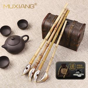 Muxiang <b>Bamboo</b> Smoking Pipe Straight Type Handmade Tobacco Pipe With Silver <b>Screens</b> Gift Set - Product Image 1