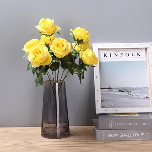 Fleurs artificielles préservées pour Noël et Pâques – Offre Spéciale – <span class=keywords><strong>Bouquet</strong></span> de 10 roses en soie multicolores – Dernière décoration de <span class=keywords><strong>mariage</strong></span> - Product Image 5