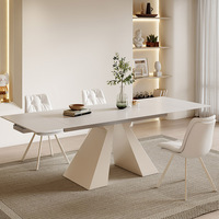 Table à manger extensible de luxe moderne minimaliste Wabi Sabi en marbre, 6 à 12 places, avec structure en acier allié réglable pour hôtel et appartement