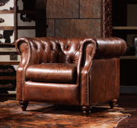 Fauteuil Chesterfield classique en cuir de vache véritable rouge rustique vintage pour bureau, club, salon, salle d'attente