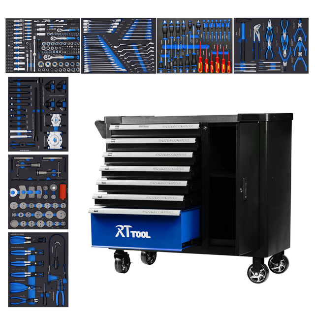 RTTOOL 7 Drawers 309 Pcs Tool Cabinet Professional Heavy Duty Tool Chest Rolling Storage Tool Garage Cabinet