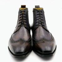 Chaussures de mariage pour hommes à lacets, style britannique, en cuir véritable de haute qualité, bottes Goodyear pour hommes