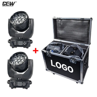 GEVV Lot de 2 projecteurs LED Wash à tête mobile 19x15W RGBW 4-en-1 avec contrôle DMX512 et zoom, avec flight case 2-en-1