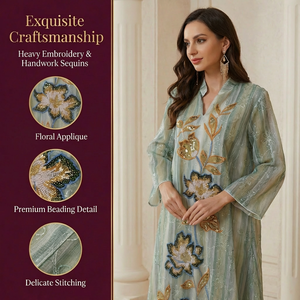 ชุดอาบายะปักลายหรูหราสำหรับผู้หญิง ชุดราตรียาวสง่างามสำหรับงานปาร์ตี้ จากผู้ผลิต - Product Image 2