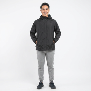Custom Men's Polyester Zipper Windbreaker Jacket with High Quality Satin Printed Logo Hood-Fashionable Winter Running Gear - Product Image 1