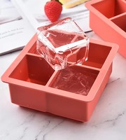 Moule à glaçons carrés en silicone personnalisé, 4 cavités, plateau de congélation DIY pour crème glacée
