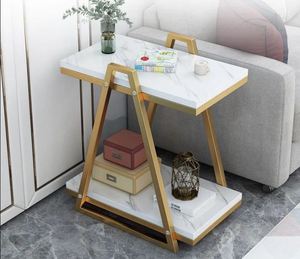 Table d'appoint en métal à 2 niveaux de haute qualité et au design triangulaire à prix réduit - Product Image 2