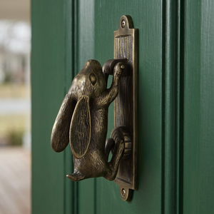 Poignée de porte et frappeur de porte en laiton antique motif lièvre pour portes et fenêtres - Product Image 2