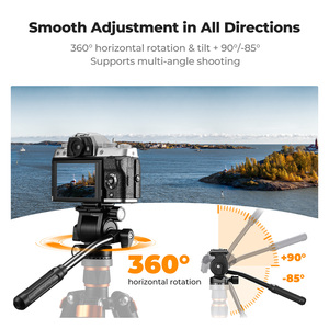 K&F <span class=keywords><strong>Concept</strong></span> TG10 Testa Fluida per Treppiede in Lega di Alluminio Nera, Superficie Liscia e Stabile per Riprese Video a 360° ° Supporto Pan-Tilt per Fotocamera - Product Image 3