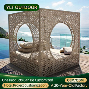 Sillón hueco exterior para Hotel, marco de aluminio hecho a mano, cabaña de playa de ratán PE, sofá cama impermeable de secado rápido, cama de día para exteriores - Product Image 1