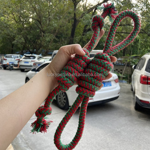 Corde à nœud de noël pour chien, jouet à mâcher vert et rouge pour animaux de compagnie, conception interactive de nœud, jouets en corde pour chien - Product Image 5