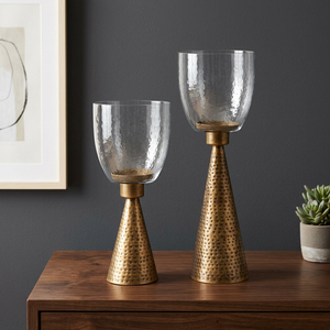 Trend Alert Handmade Candle Stand Set With <b>Glass</b> <b>Shades</b> For Home Decoration - Product Image 5