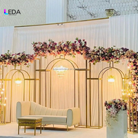 LEDA Accessoires de mariage tendance, cadre de fond en acier inoxydable, ensemble d'arche de scène de mariage, support de toile de fond décoratif avec lumière LED