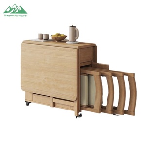 <span class=keywords><strong>Table</strong></span> à manger pliante moderne avec roulettes verrouillables pour petit appartement, meubles gain de place - Product Image 6
