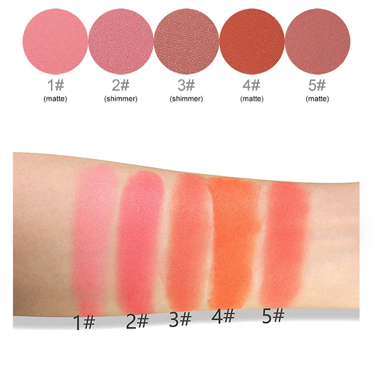 Amazon Hot Selling Cosmetics Blusher Makeupakeup Blush 5 Color Long Lasting Waterproof Liquid Blush
