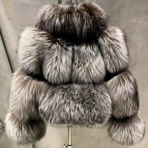 Áo khoác lông thú thiết kế mới 2025, lông cáo thật tự nhiên, áo khoác lông cáo bạc mềm mại dành cho nữ - Product Image 2