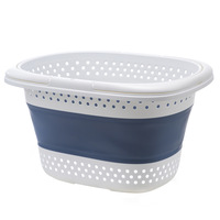 Panier à linge pliable en plastique 32L avec poignée, conteneur de stockage pliable, panier à linge portable pour économiser de l'espace